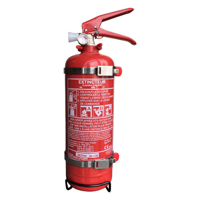 XTREMR | Extincteur 2Kg poudre ABC, hauteur 395mm, diametre 110mm, poids 3,8kg